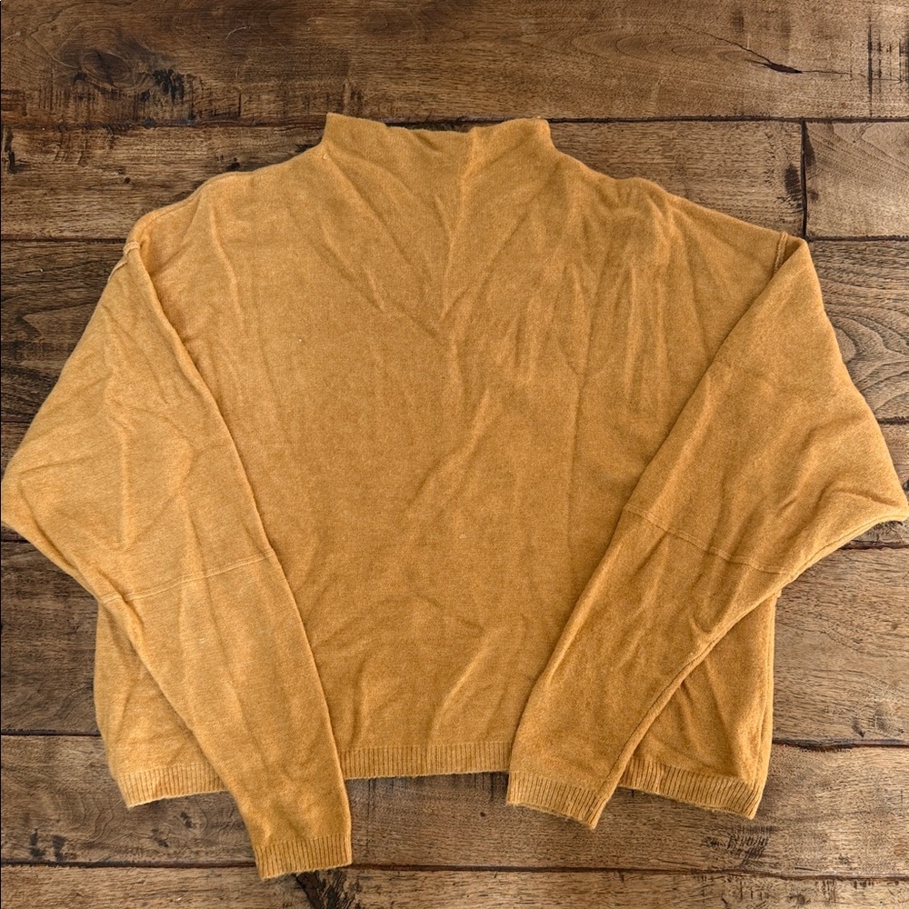 Free People Cozy Mustard Cowl Neck Sweater